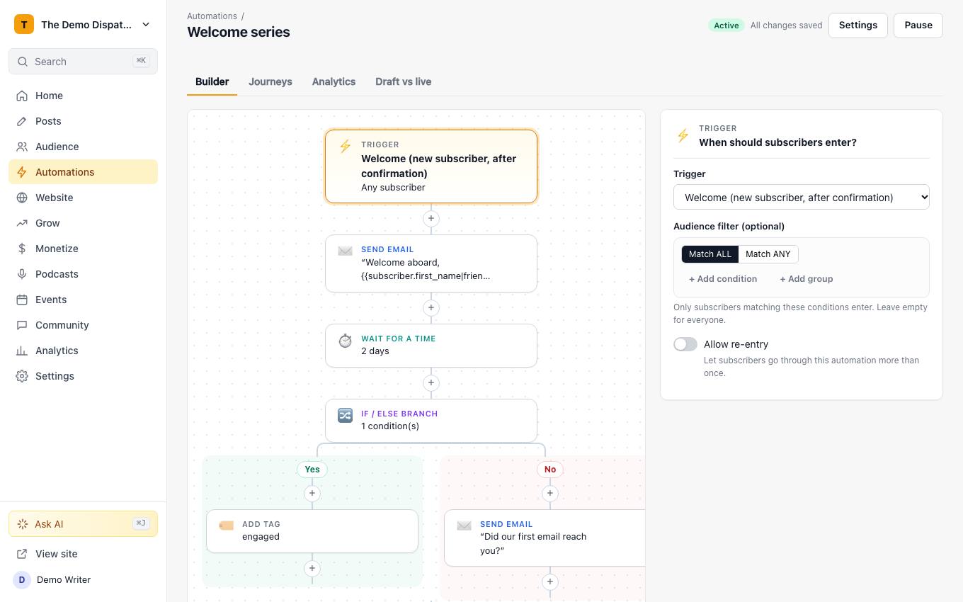 The automation builder